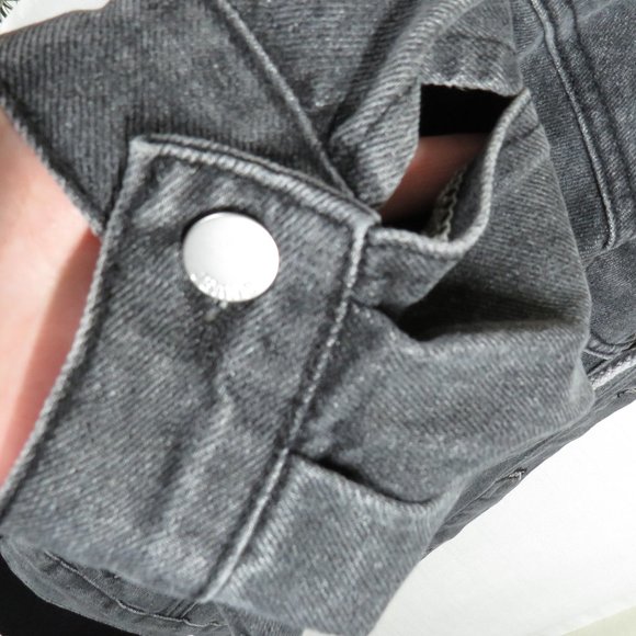 Men's Detachable Hood Layered Look Gray Denim Jean Jacket Size Medium - Picture 3 of 12